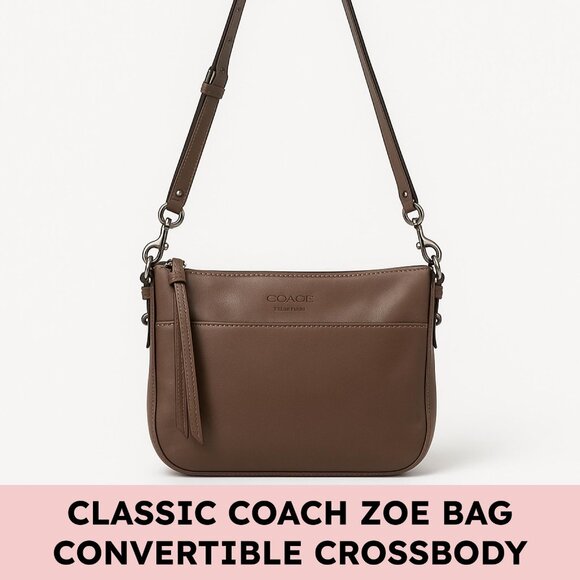 Coach Leather Convertible Shoulder Bag F14707 Zip Top Double Strap Taupe 2010 - Picture 1 of 15